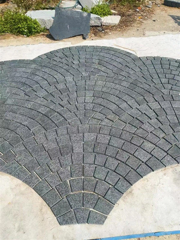 dark grey granite fantail cobbles on mesh dark grey granite fantail cobbles on mesh